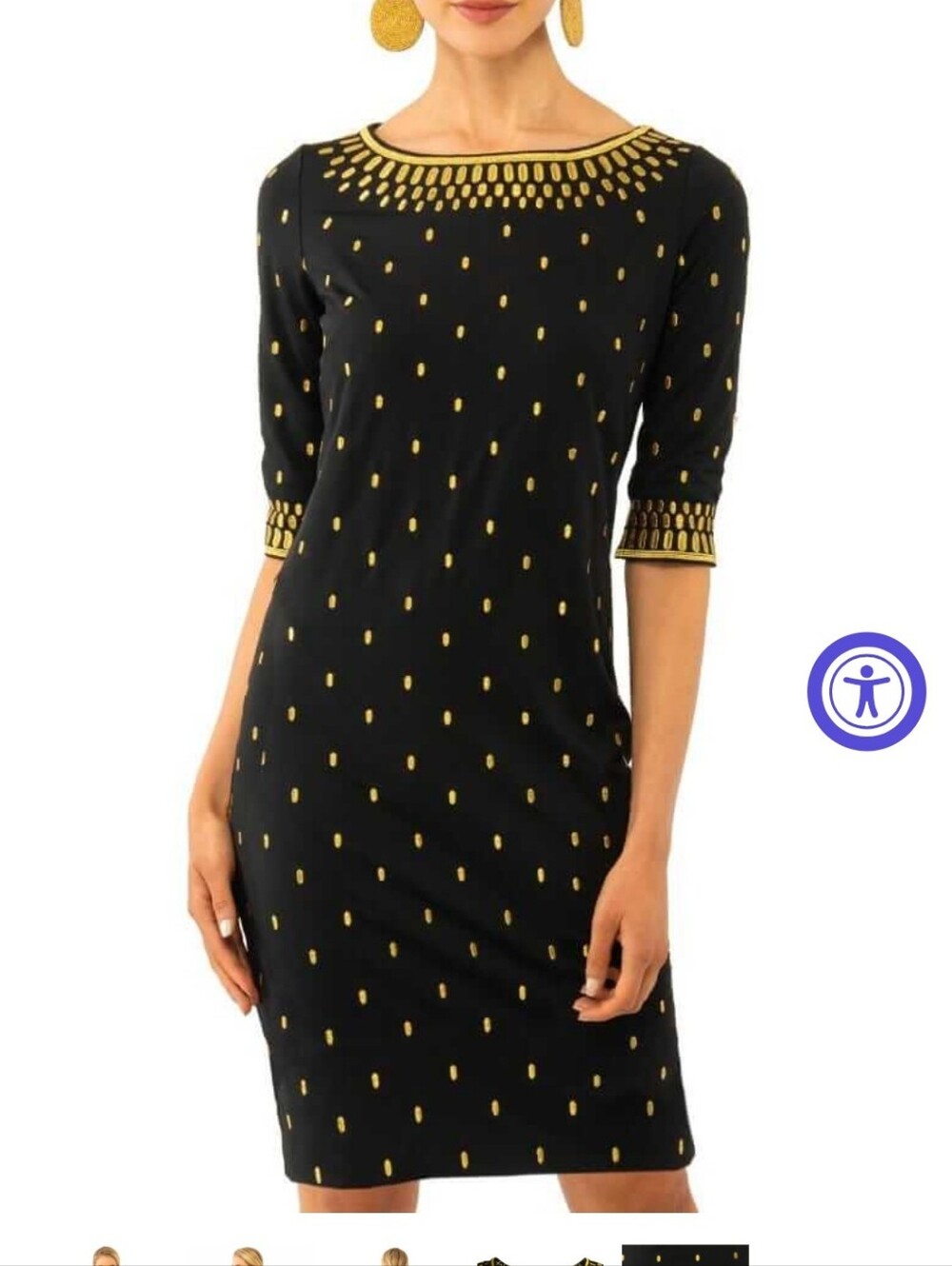 Gretchen Scott Designs Rocket Girl Black Dress with Gold Accent Print